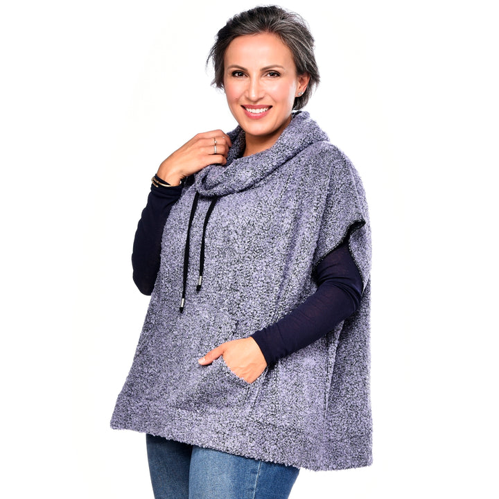 Poncho bouclé avec cordon de serrage