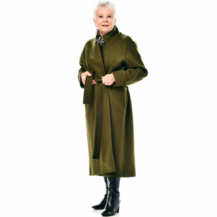 Manteau en laine à ceinture