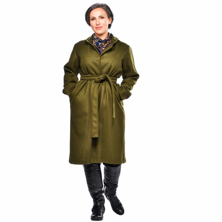 Manteau en laine à ceinture