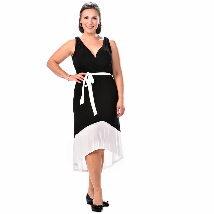 Robe bicolore avec ceinture