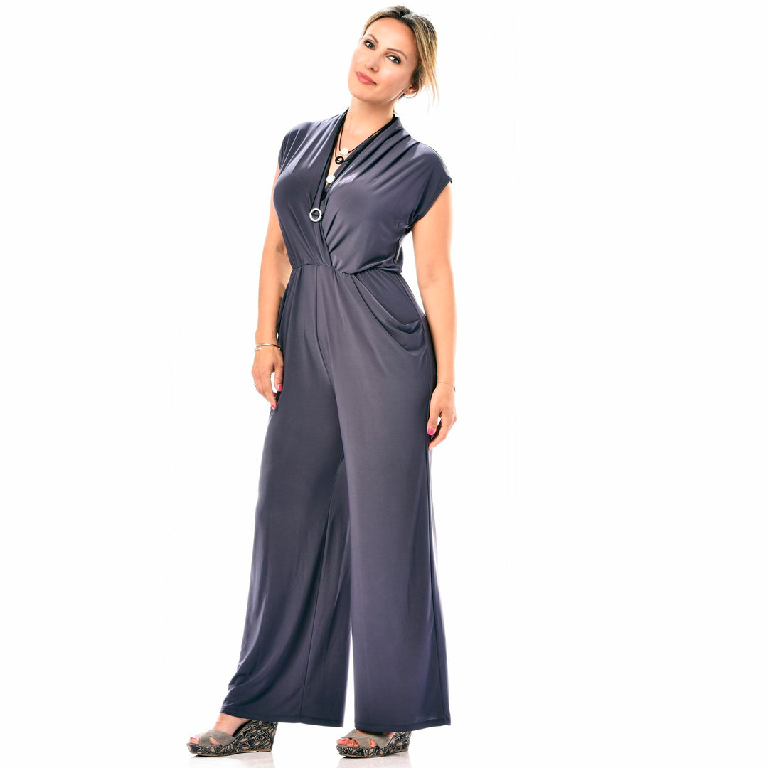 Pocketed Surplice Jumpsuit