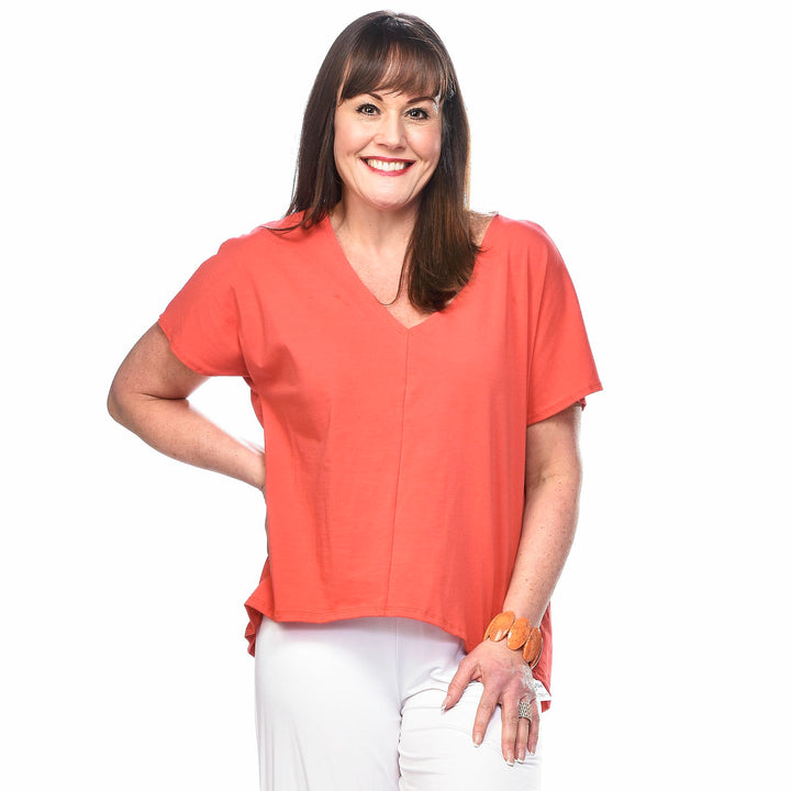 Haut décontracté en bambou à col en V