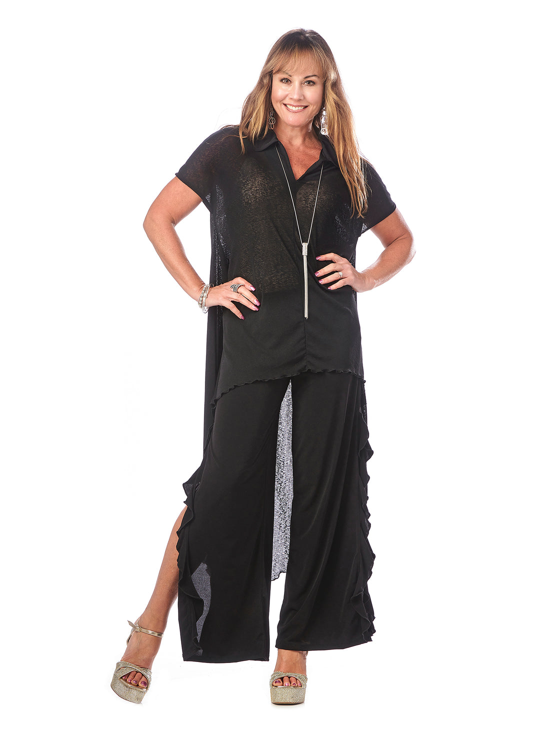 Gauze Shirt Collar Tunic