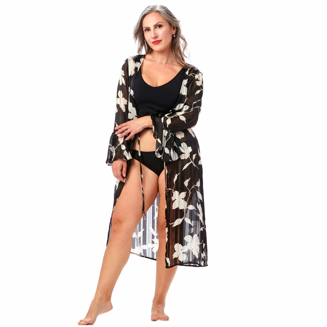 Chiffon Ruffle Sleeve Kimono