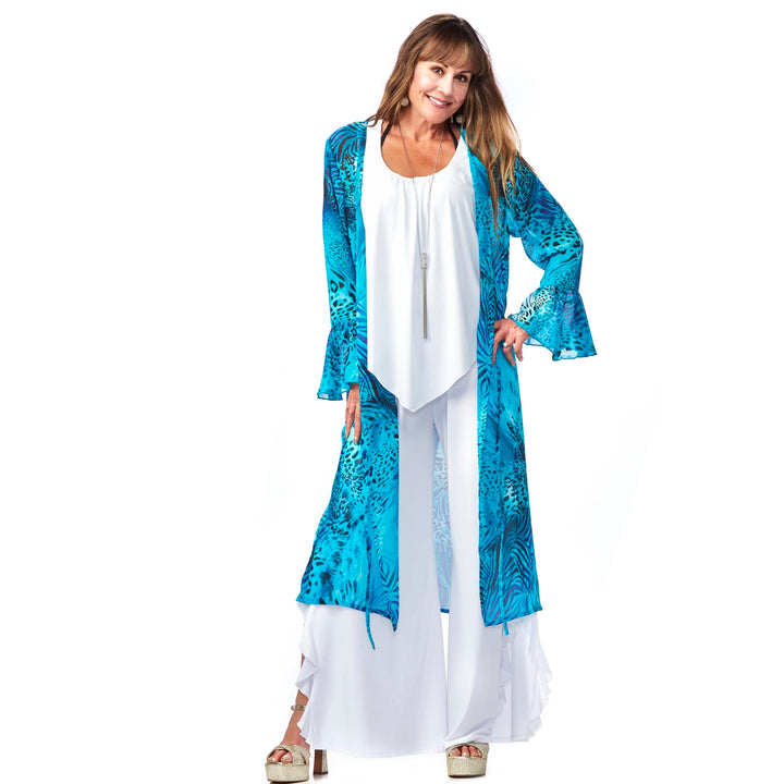 Ruffled Sleeve Kimono with Tie