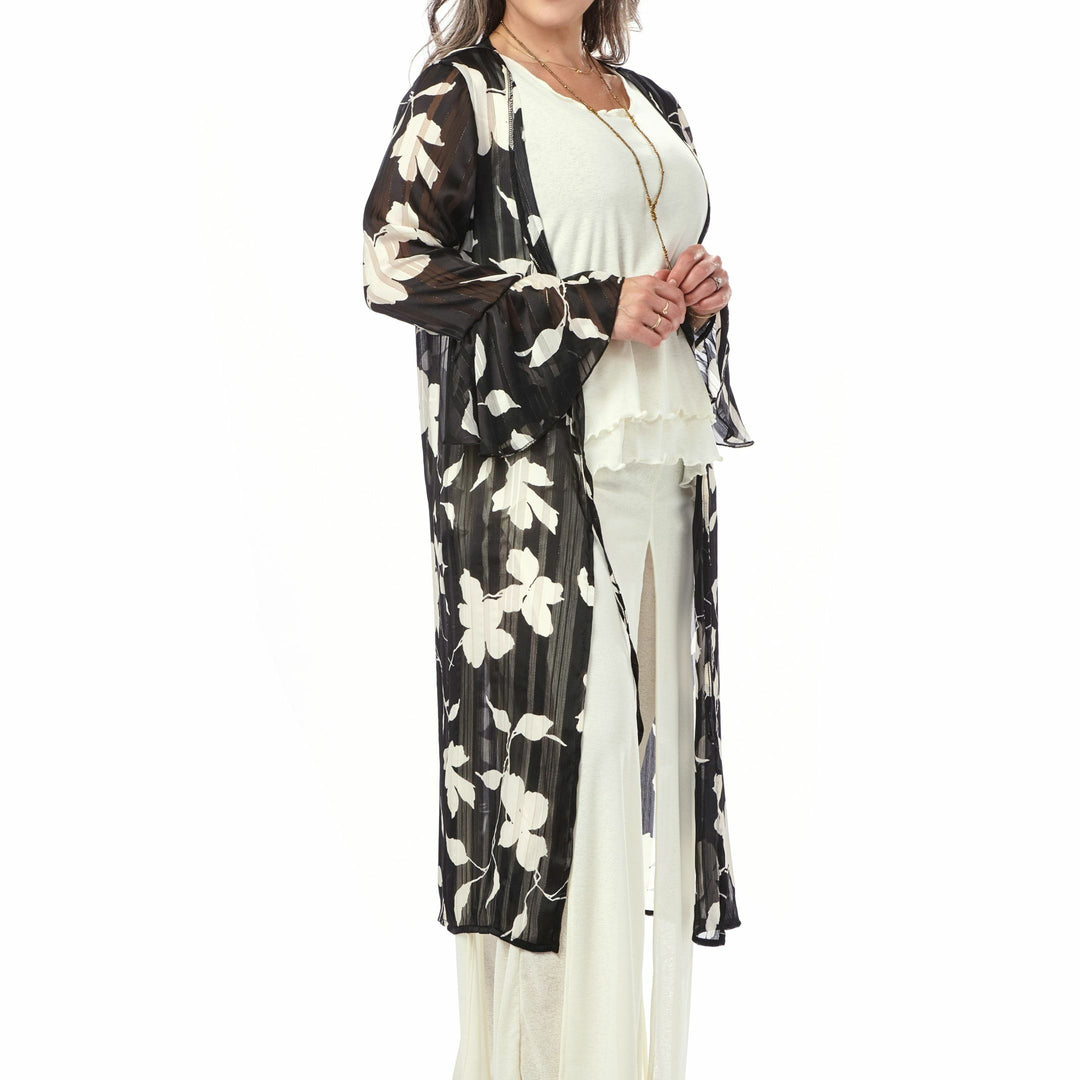 Ruffled Sleeve Kimono with Tie