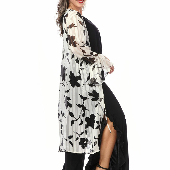 Ruffled Sleeve Kimono with Tie