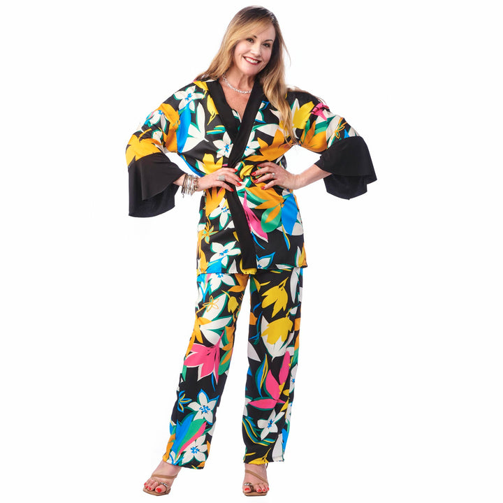 Satin Ruffled Sleeve Kimono