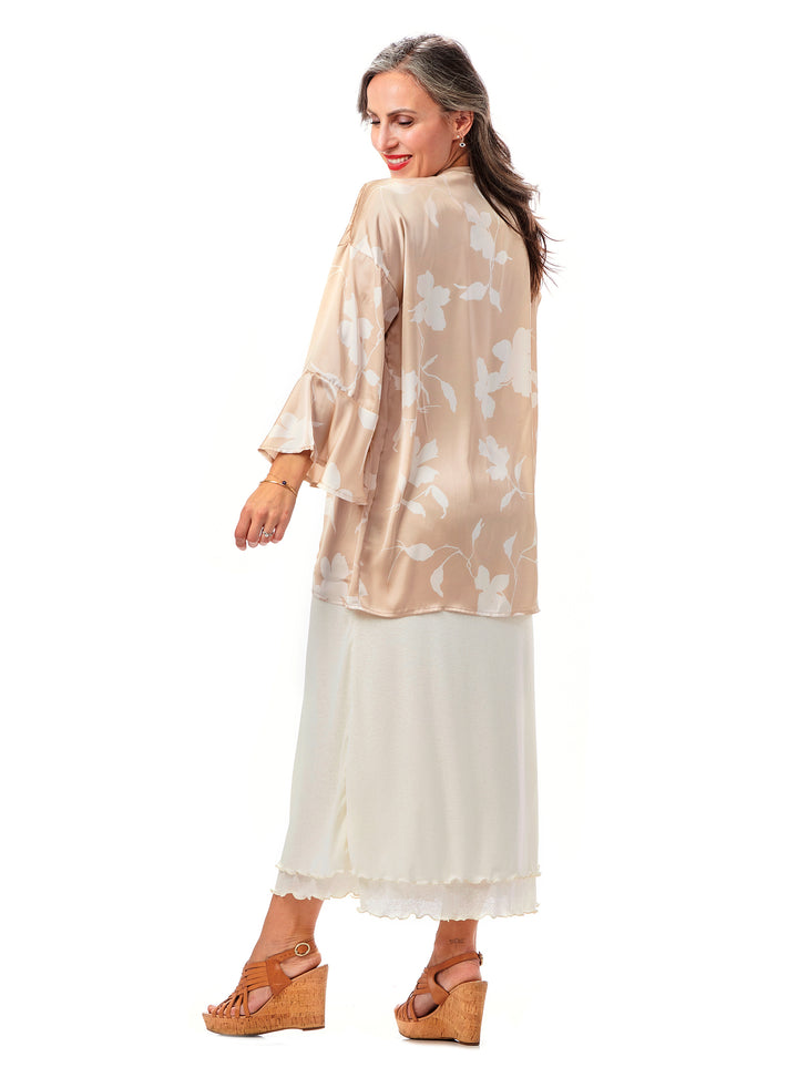 Ruffled Sleeve Short Kimono