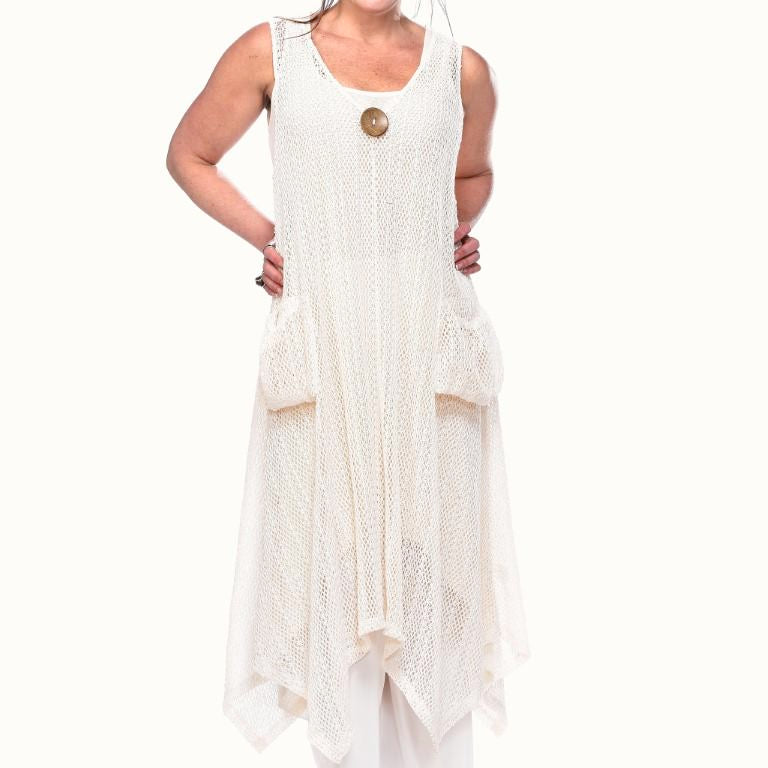 Pocketed Mesh Coverup w/Button