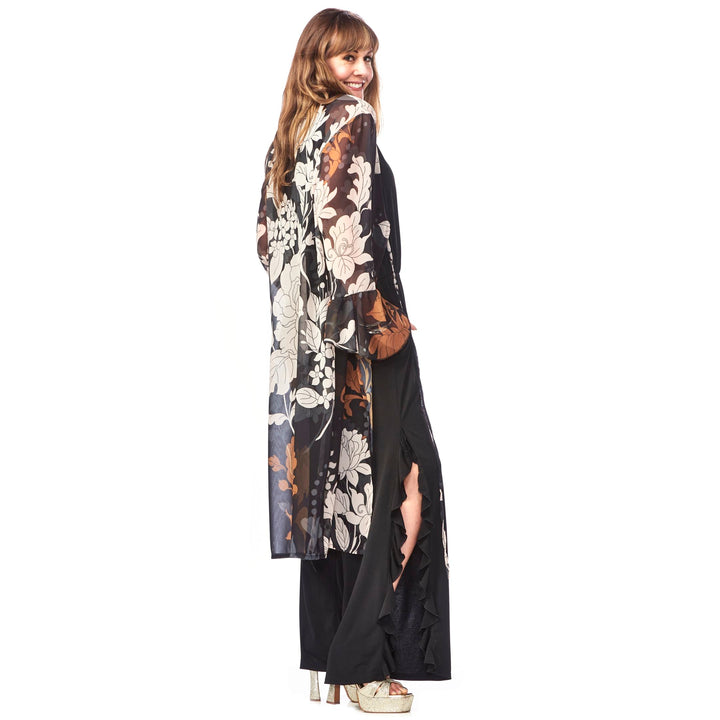 Ruffled Sleeve Kimono with Tie